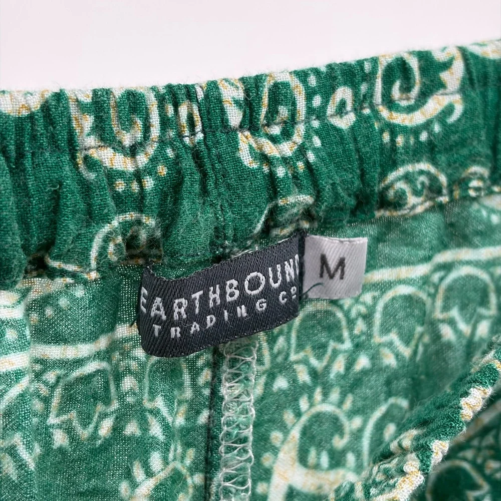 Earthbound Green Elephant Print Pants, Women's Size M - Picture 4 of 9